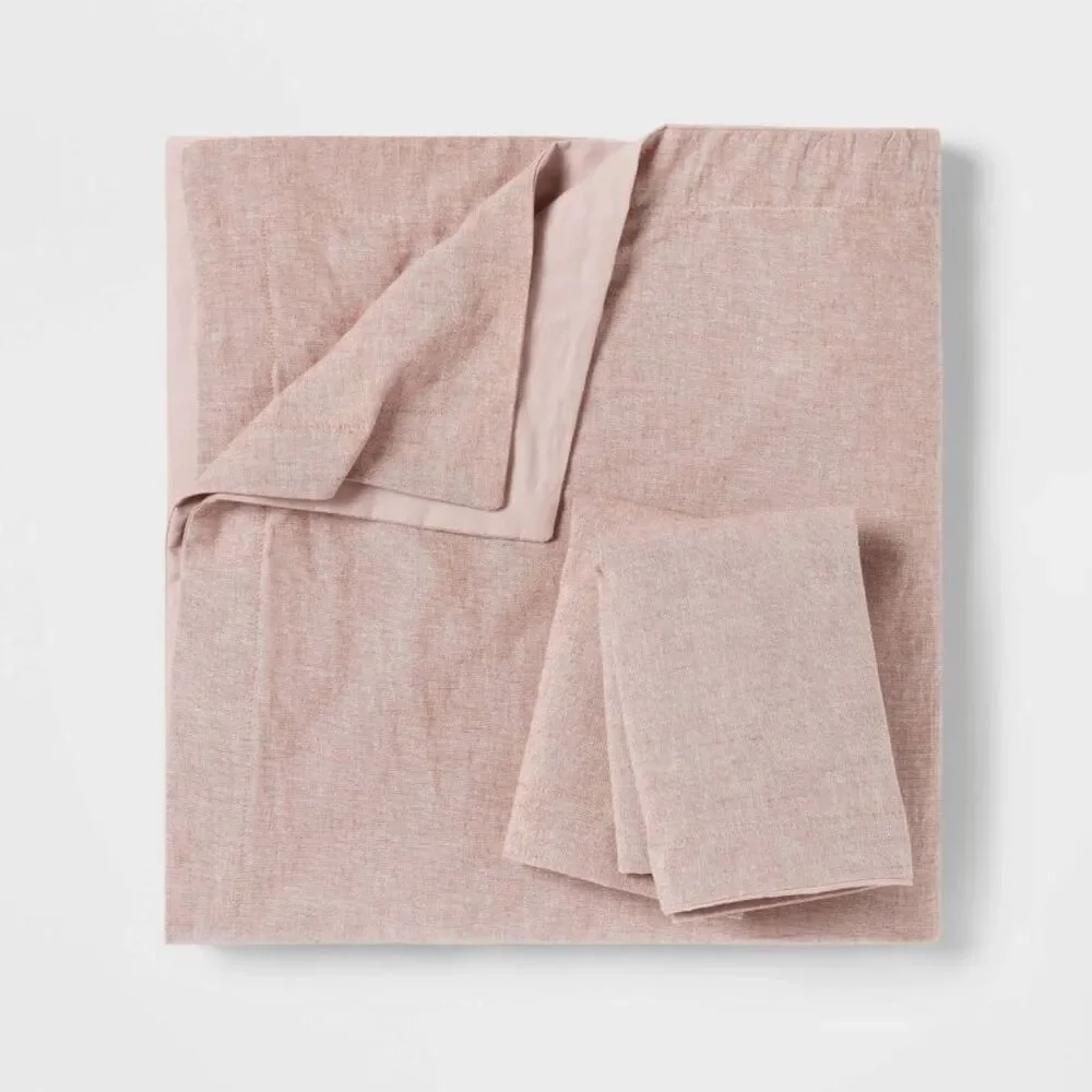 Full/Queen Cotton Linen Chambray Duvet Cover & Sham Set Terracotta - Threshold